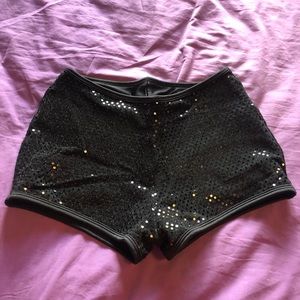 Varsity brand black sequin spandex shorts